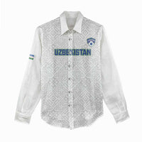 Uzbekistan Football Custom Women Casual Shirt Come On White Wolves White - Wonder Print Shop