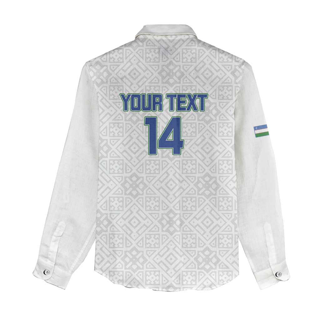 Uzbekistan Football Custom Women Casual Shirt Come On White Wolves White - Wonder Print Shop