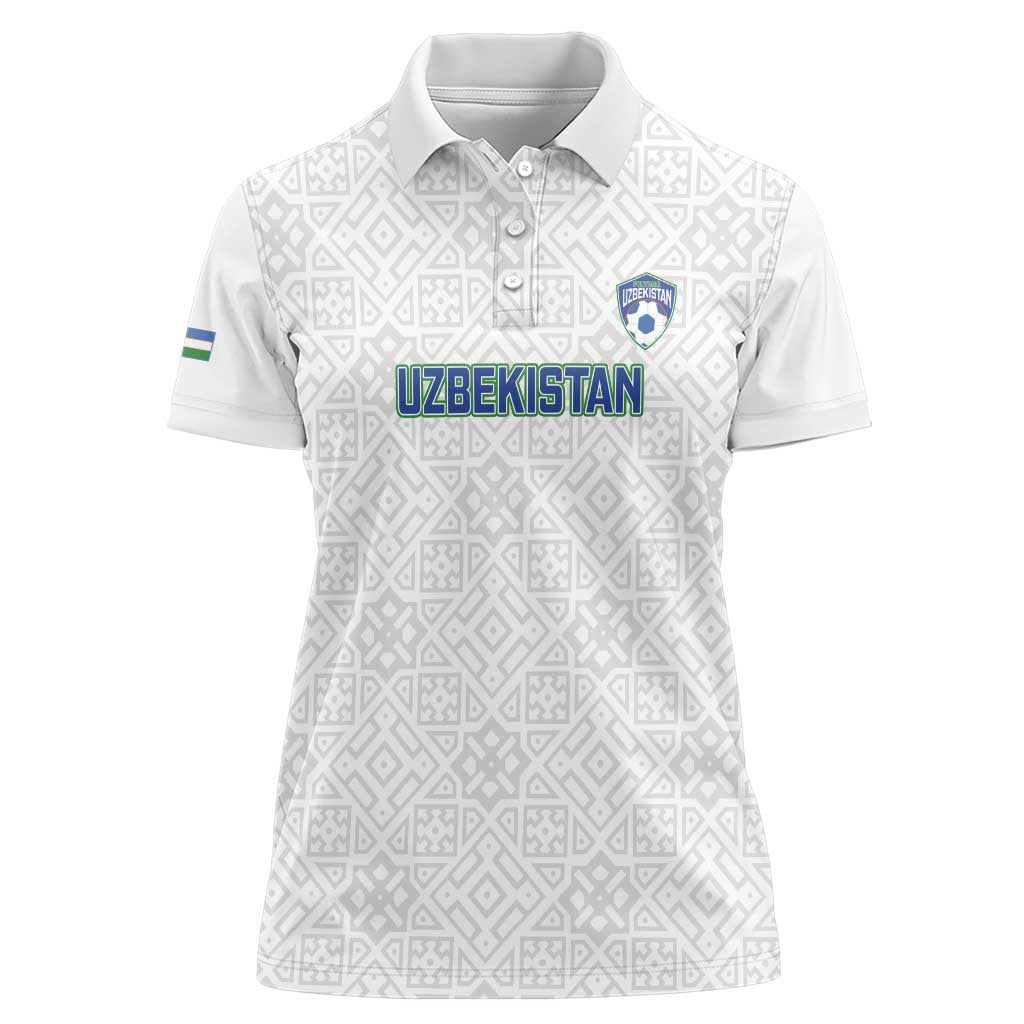 Uzbekistan Football Custom Women Polo Shirt Come On White Wolves White - Wonder Print Shop