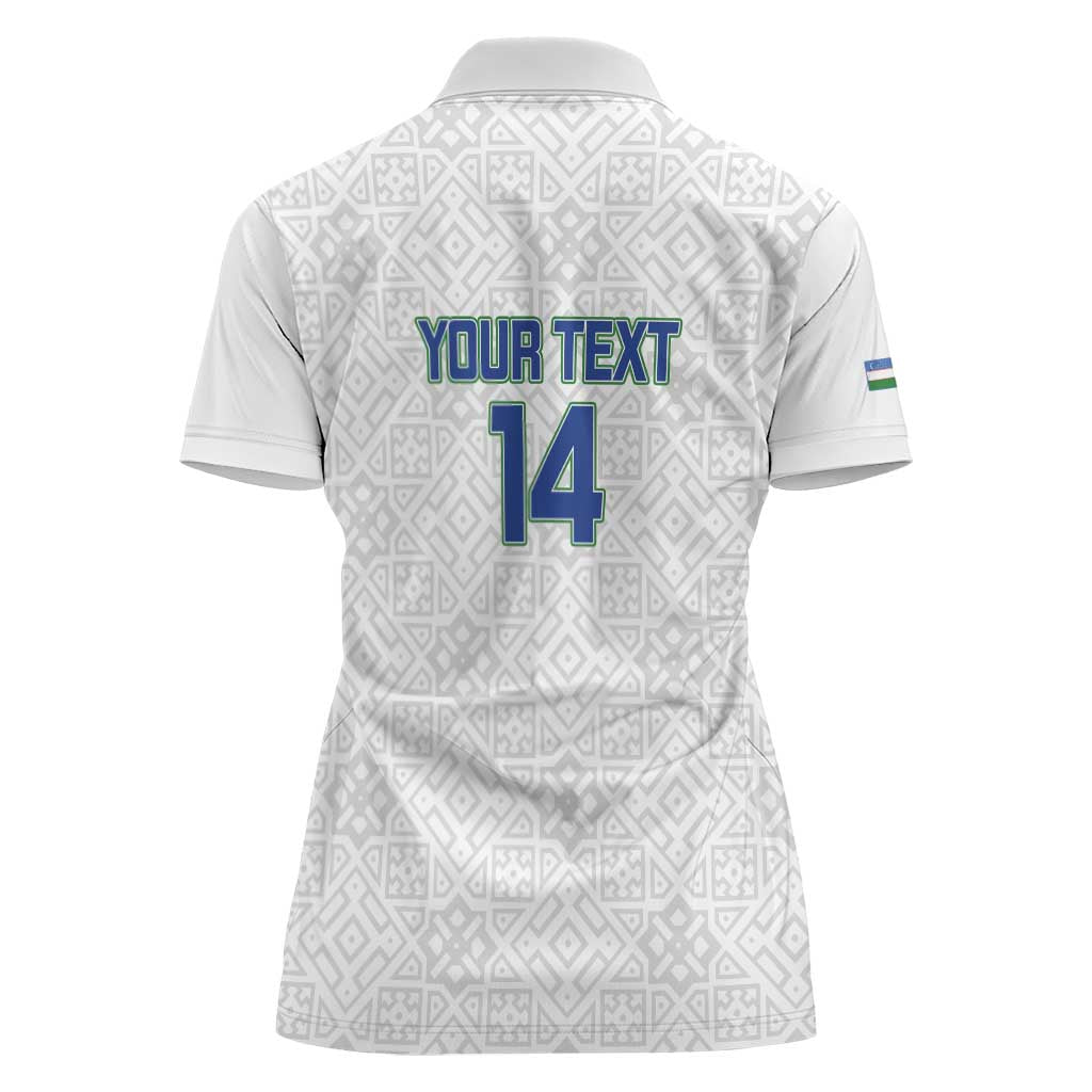 Uzbekistan Football Custom Women Polo Shirt Come On White Wolves White - Wonder Print Shop