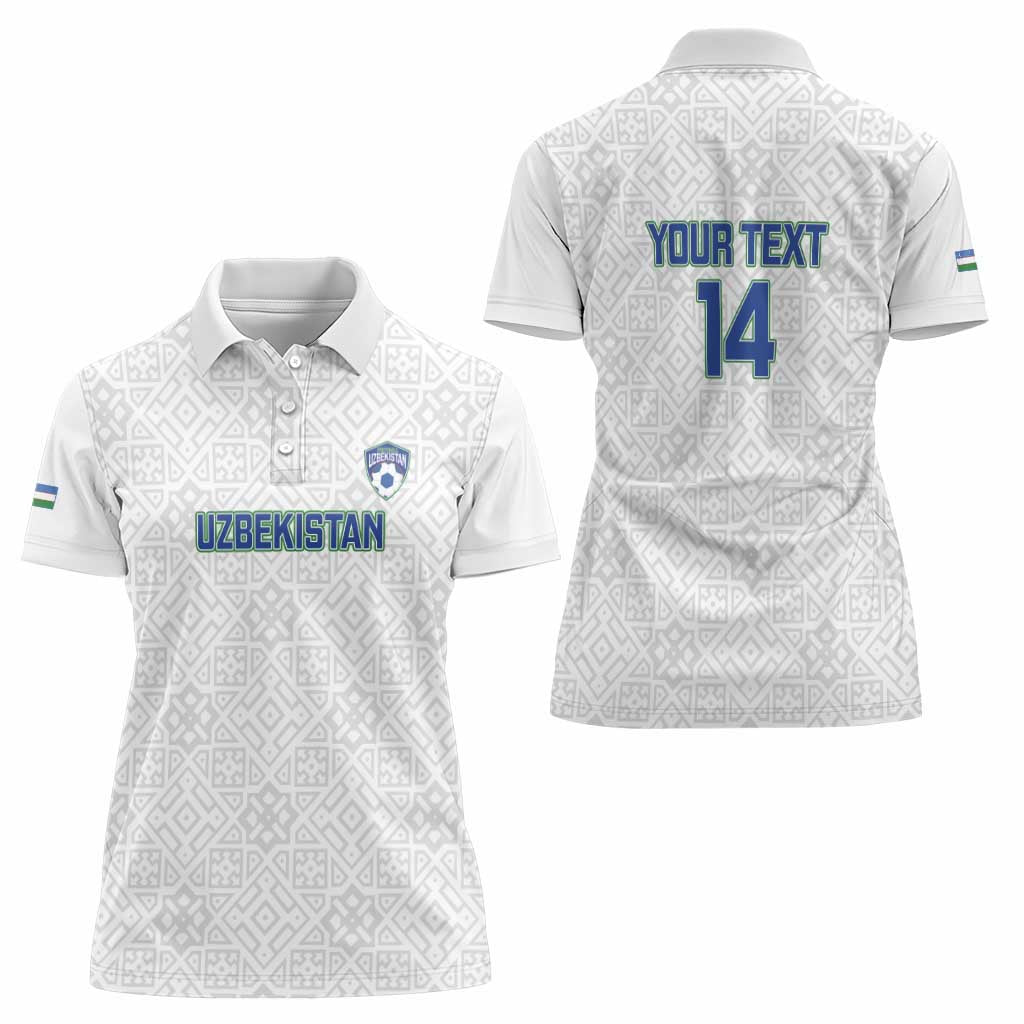Uzbekistan Football Custom Women Polo Shirt Come On White Wolves White - Wonder Print Shop