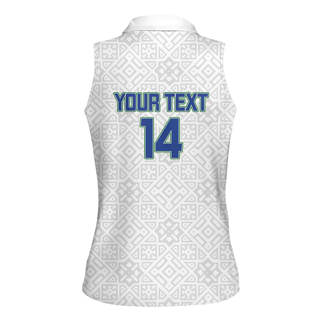 Uzbekistan Football Custom Women Sleeveless Polo Shirt Come On White Wolves White - Wonder Print Shop