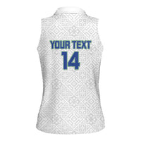 Uzbekistan Football Custom Women Sleeveless Polo Shirt Come On White Wolves White - Wonder Print Shop