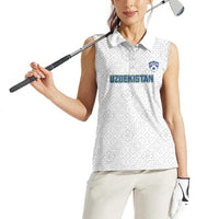 Uzbekistan Football Custom Women Sleeveless Polo Shirt Come On White Wolves White - Wonder Print Shop