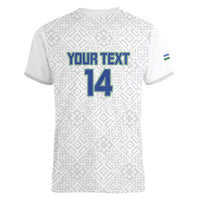 Uzbekistan Football Custom Women V-Neck T-Shirt Come On White Wolves White - Wonder Print Shop