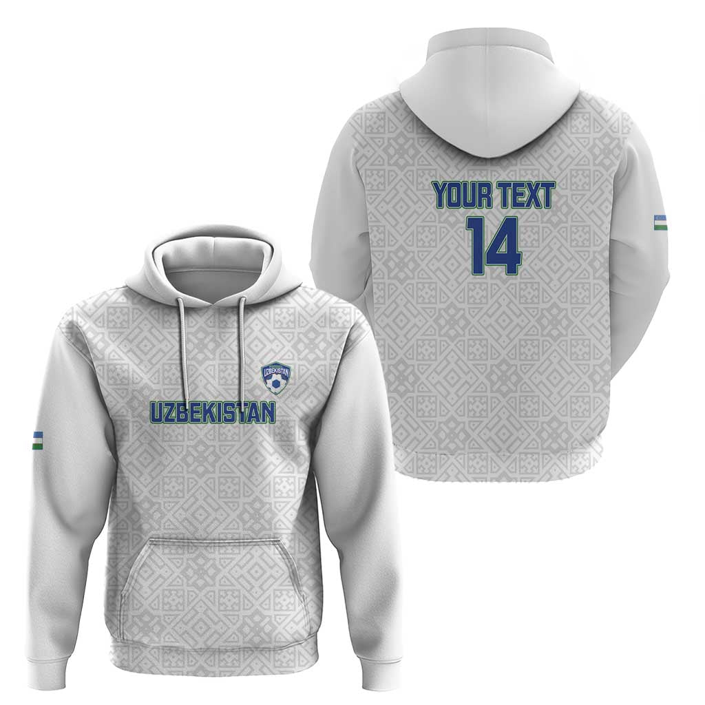 Uzbekistan Football Custom Zip Hoodie Come On White Wolves White - Wonder Print Shop