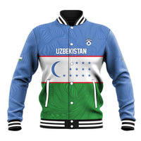 Uzbekistan Football Custom Baseball Jacket Come On White Wolves Flag Style - Wonder Print Shop