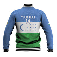 Uzbekistan Football Custom Baseball Jacket Come On White Wolves Flag Style - Wonder Print Shop
