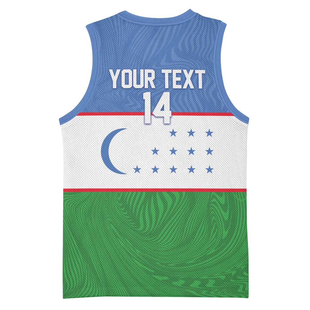Uzbekistan Football Custom Basketball Jersey Come On White Wolves Flag Style - Wonder Print Shop