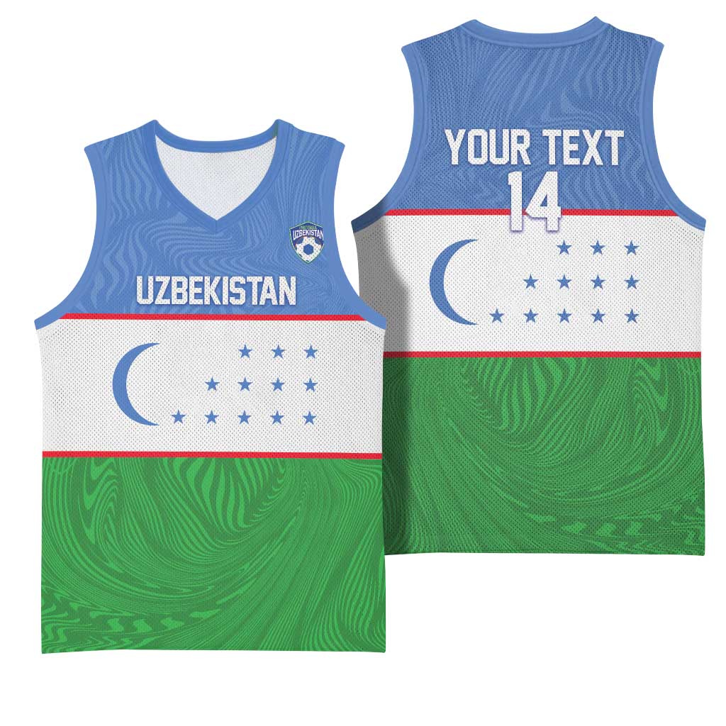 Uzbekistan Football Custom Basketball Jersey Come On White Wolves Flag Style - Wonder Print Shop
