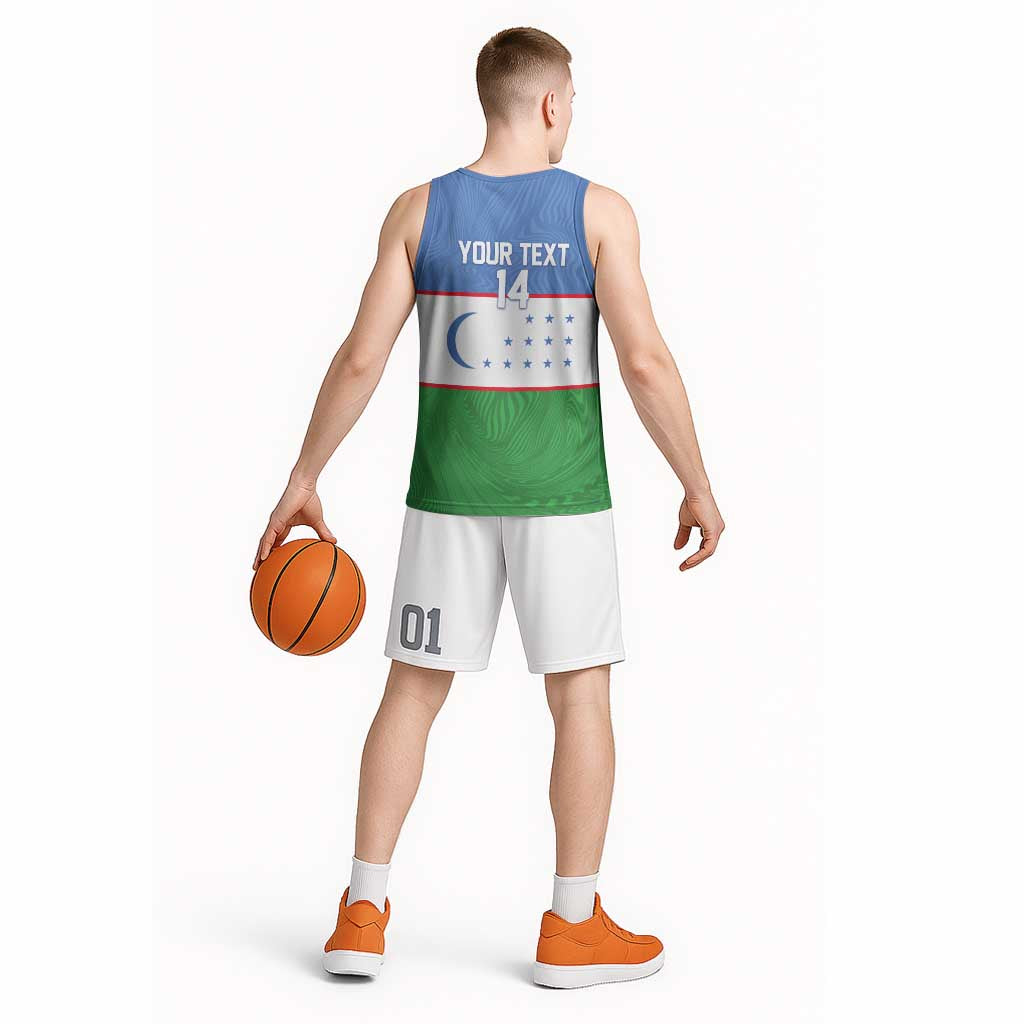 Uzbekistan Football Custom Basketball Jersey Come On White Wolves Flag Style - Wonder Print Shop