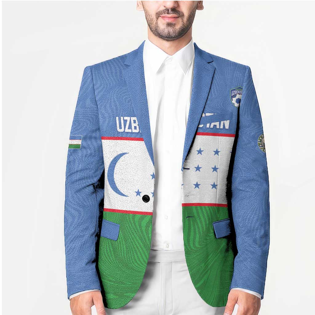 Uzbekistan Football Custom Blazer Come On White Wolves Flag Style - Wonder Print Shop