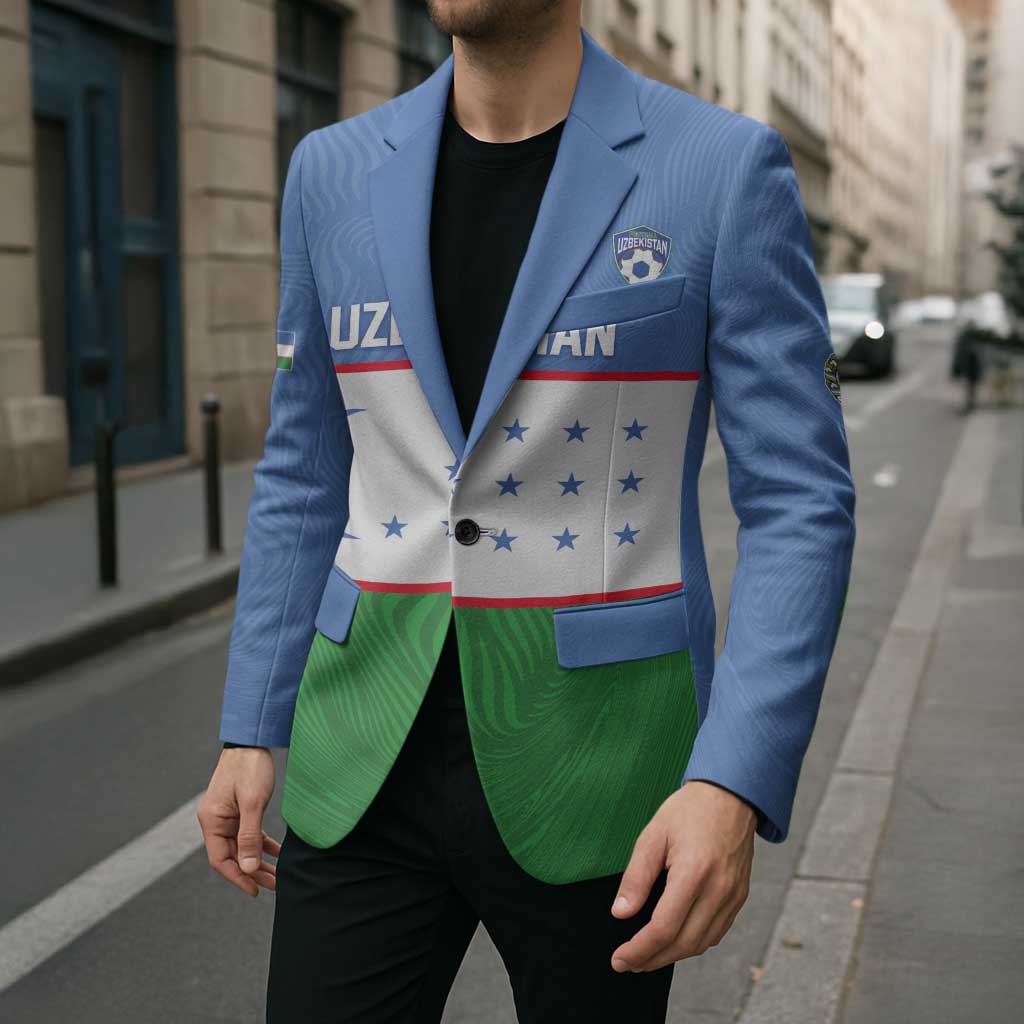 Uzbekistan Football Custom Blazer Come On White Wolves Flag Style - Wonder Print Shop
