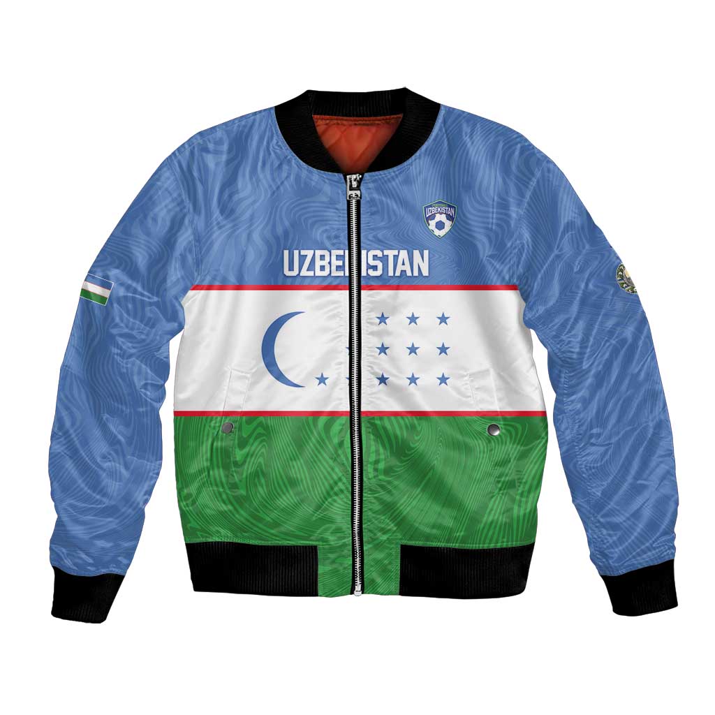Uzbekistan Football Custom Bomber Jacket Come On White Wolves Flag Style - Wonder Print Shop