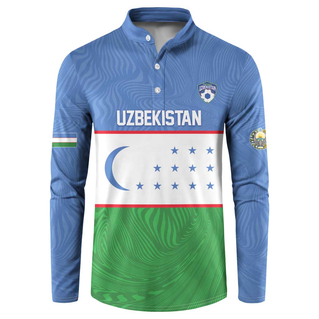Uzbekistan Football Custom Button Sweatshirt Come On White Wolves Flag Style - Wonder Print Shop