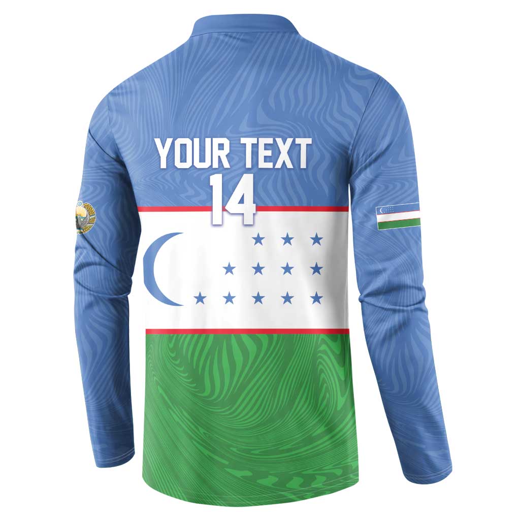 Uzbekistan Football Custom Button Sweatshirt Come On White Wolves Flag Style - Wonder Print Shop