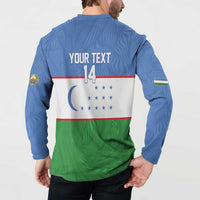 Uzbekistan Football Custom Button Sweatshirt Come On White Wolves Flag Style - Wonder Print Shop