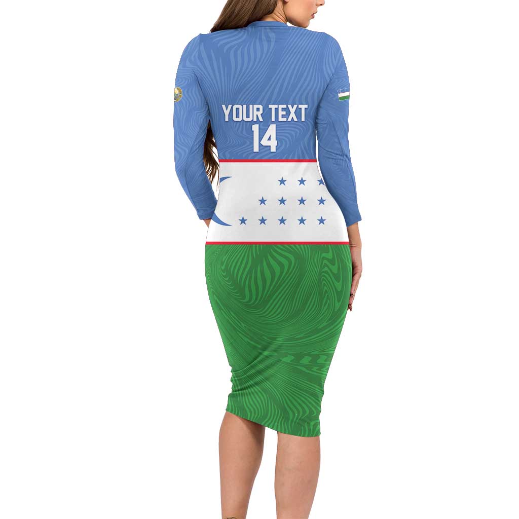 Uzbekistan Football Custom Family Matching Long Sleeve Bodycon Dress and Hawaiian Shirt Come On White Wolves Flag Style - Wonder Print Shop