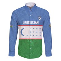 Uzbekistan Football Custom Family Matching Off The Shoulder Long Sleeve Dress and Hawaiian Shirt Come On White Wolves Flag Style - Wonder Print Shop