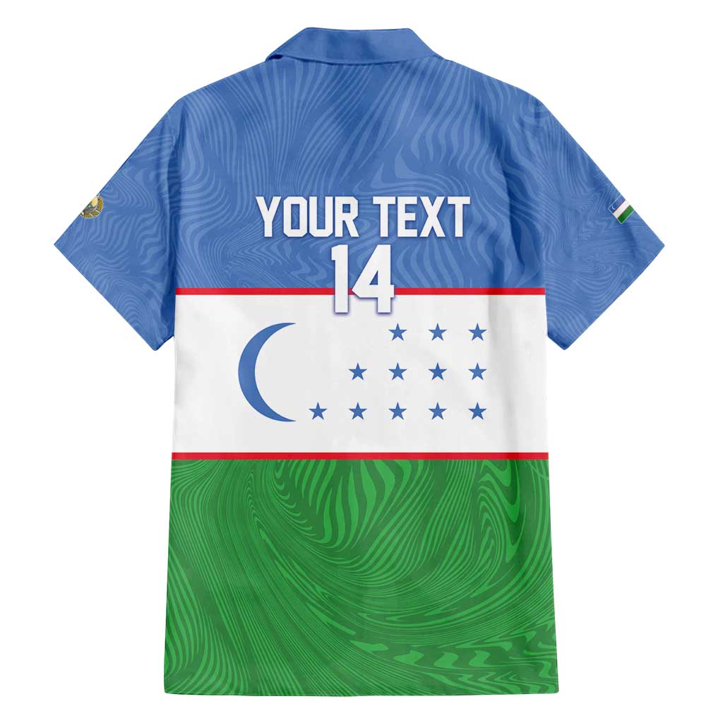 Uzbekistan Football Custom Family Matching Off Shoulder Short Dress and Hawaiian Shirt Come On White Wolves Flag Style - Wonder Print Shop