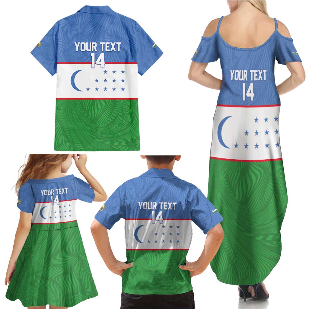 Uzbekistan Football Custom Family Matching Summer Maxi Dress and Hawaiian Shirt Come On White Wolves Flag Style - Wonder Print Shop