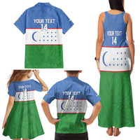 Uzbekistan Football Custom Family Matching Tank Maxi Dress and Hawaiian Shirt Come On White Wolves Flag Style - Wonder Print Shop