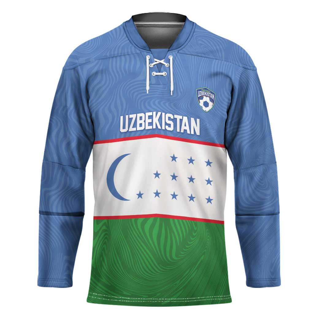 Uzbekistan Football Custom Hockey Jersey Come On White Wolves Flag Style - Wonder Print Shop
