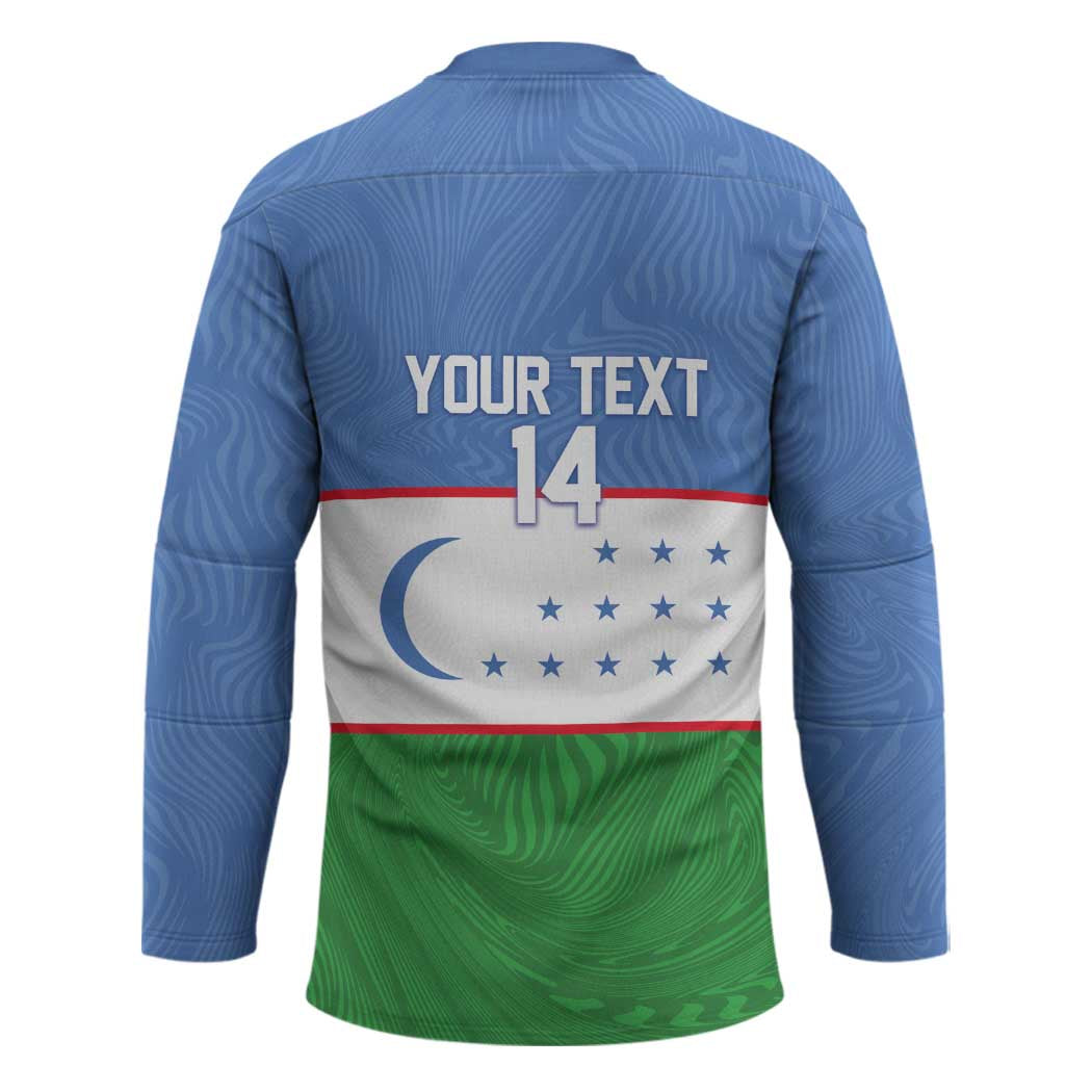 Uzbekistan Football Custom Hockey Jersey Come On White Wolves Flag Style - Wonder Print Shop