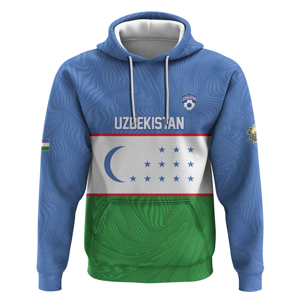 Uzbekistan Football Custom Hoodie Come On White Wolves Flag Style - Wonder Print Shop