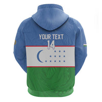 Uzbekistan Football Custom Hoodie Come On White Wolves Flag Style - Wonder Print Shop