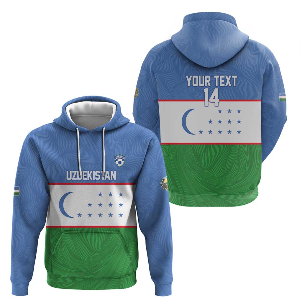 Uzbekistan Football Custom Hoodie Come On White Wolves Flag Style - Wonder Print Shop