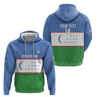 Uzbekistan Football Custom Hoodie Come On White Wolves Flag Style - Wonder Print Shop