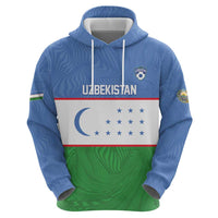 Uzbekistan Football Custom Hoodie Come On White Wolves Flag Style - Wonder Print Shop