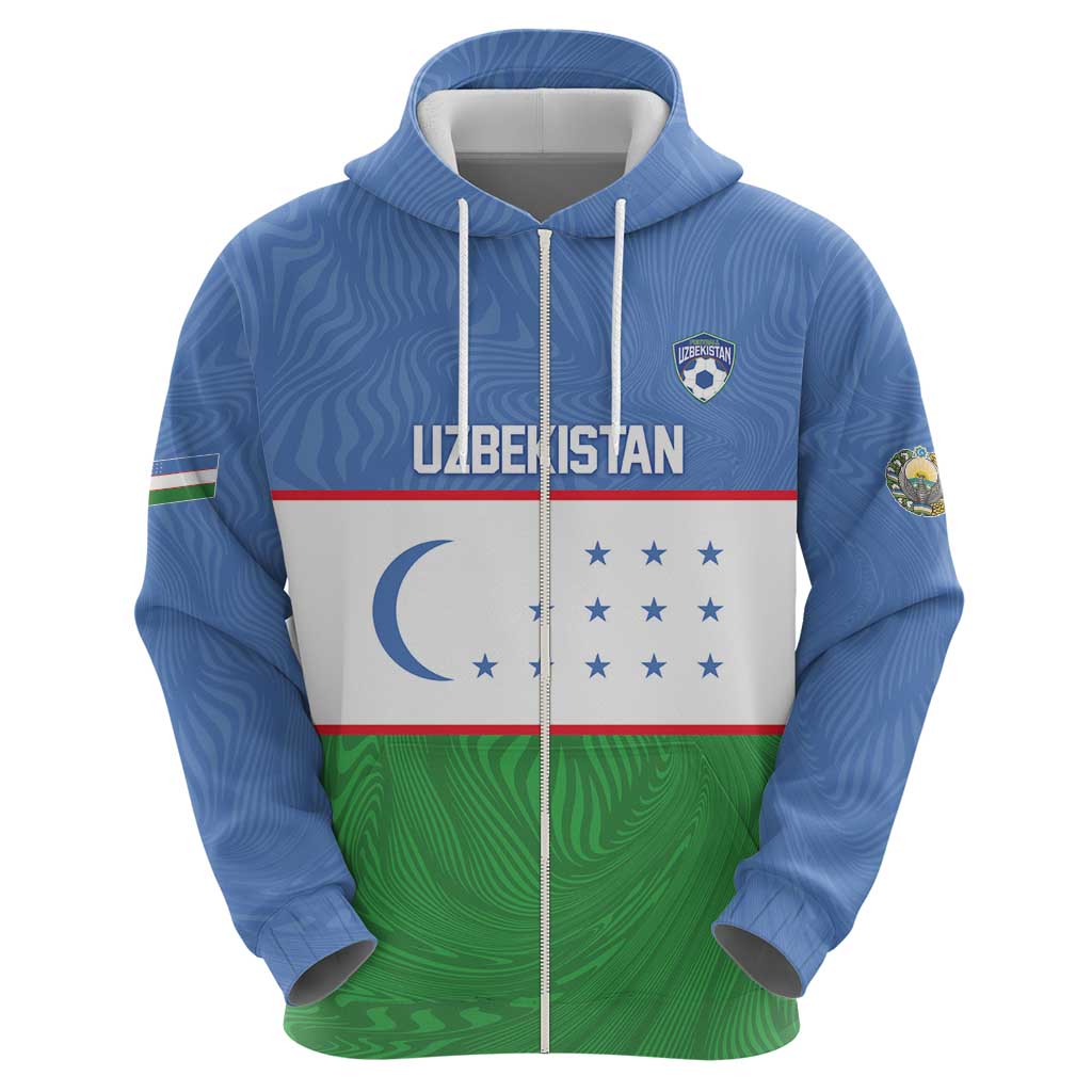 Uzbekistan Football Custom Hoodie Come On White Wolves Flag Style - Wonder Print Shop