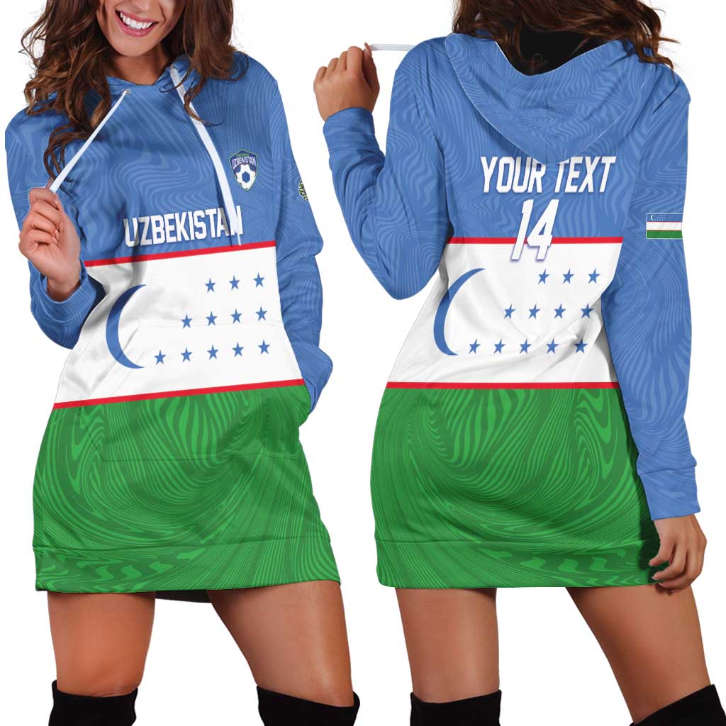 Uzbekistan Football Custom Hoodie Dress Come On White Wolves Flag Style - Wonder Print Shop