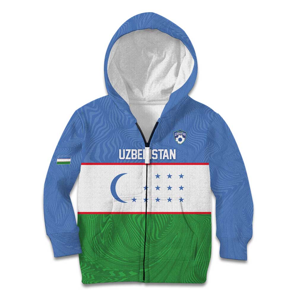Uzbekistan Football Custom Kid Hoodie Come On White Wolves Flag Style - Wonder Print Shop