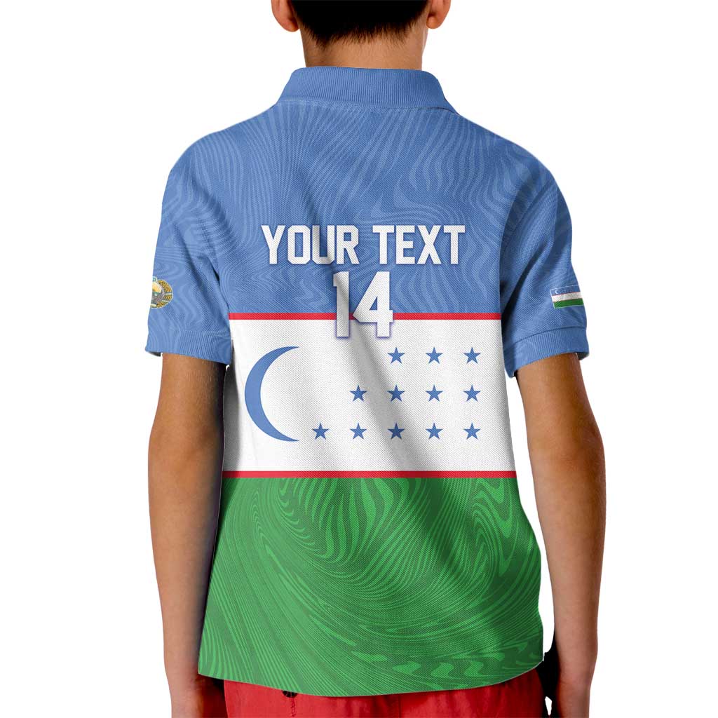 Uzbekistan Football Custom Kid Polo Shirt Come On White Wolves Flag Style - Wonder Print Shop