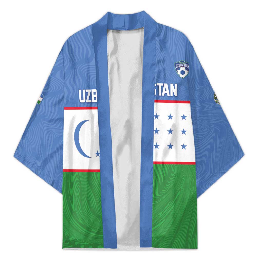 Uzbekistan Football Custom Kimono Come On White Wolves Flag Style - Wonder Print Shop