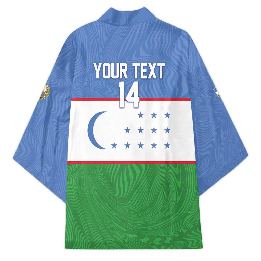 Uzbekistan Football Custom Kimono Come On White Wolves Flag Style - Wonder Print Shop
