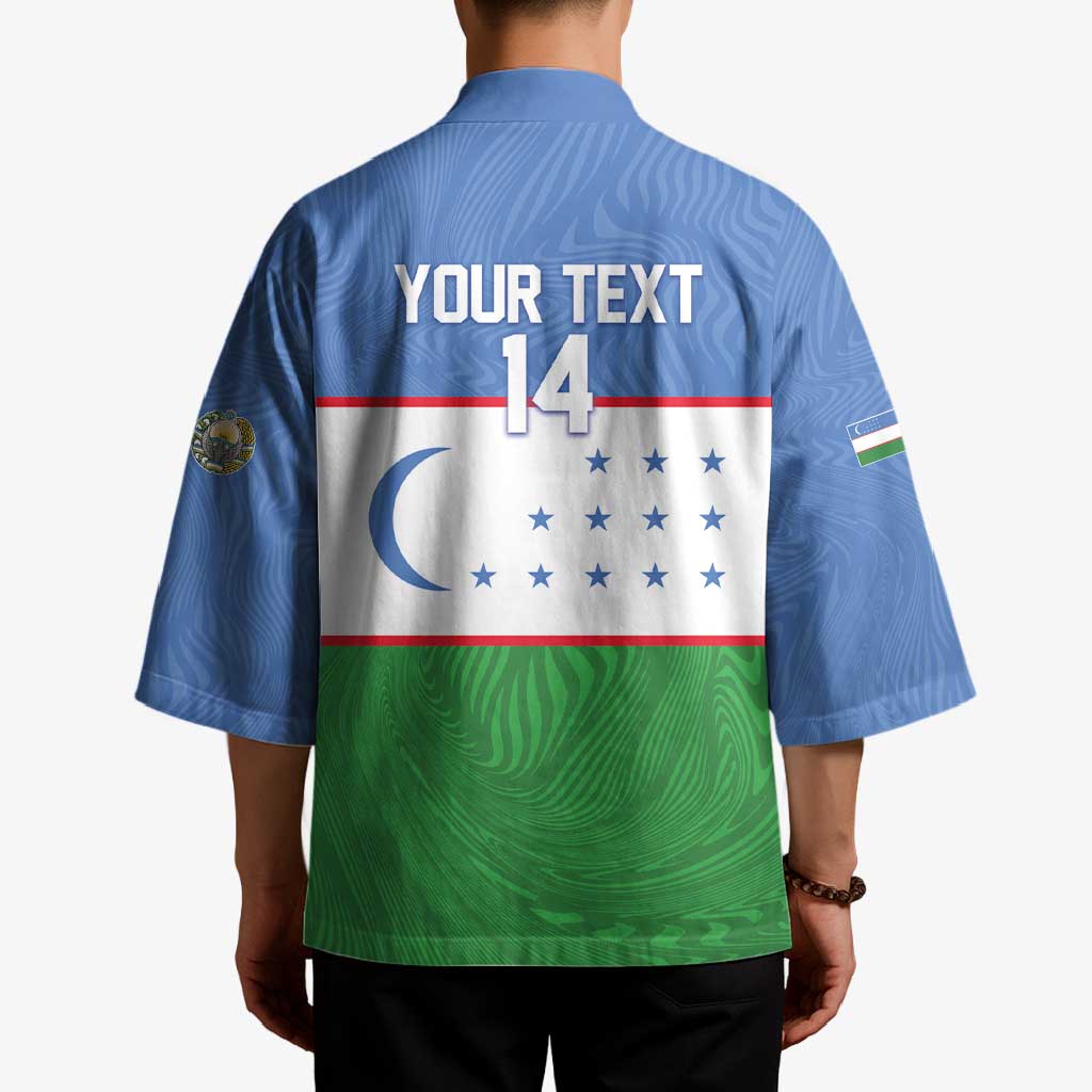 Uzbekistan Football Custom Kimono Come On White Wolves Flag Style - Wonder Print Shop