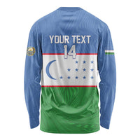 Uzbekistan Football Custom Long Sleeve Shirt Come On White Wolves Flag Style - Wonder Print Shop
