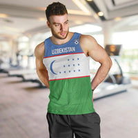 Uzbekistan Football Custom Men Tank Top Come On White Wolves Flag Style - Wonder Print Shop