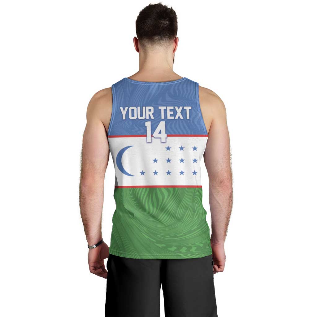 Uzbekistan Football Custom Men Tank Top Come On White Wolves Flag Style - Wonder Print Shop