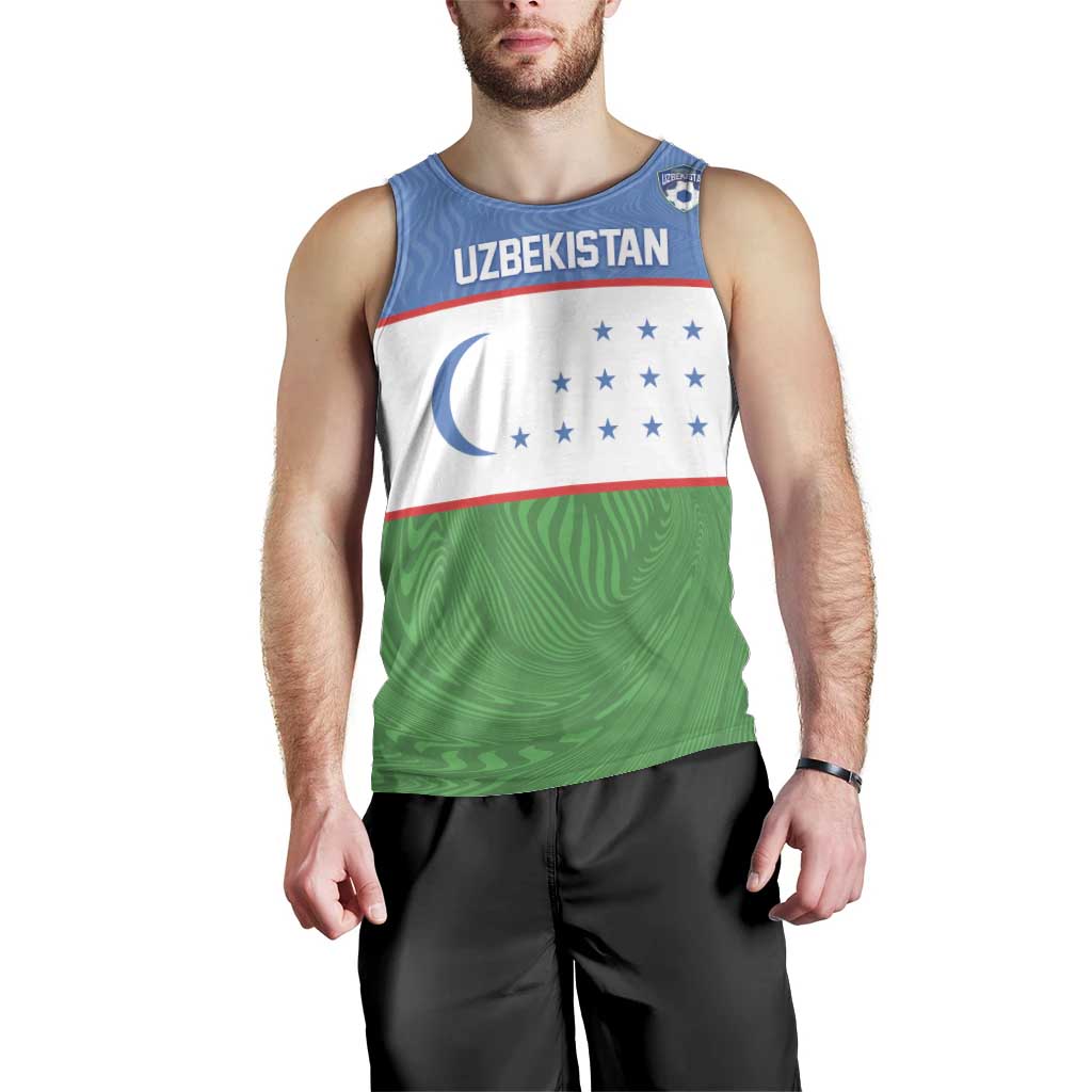 Uzbekistan Football Custom Men Tank Top Come On White Wolves Flag Style - Wonder Print Shop
