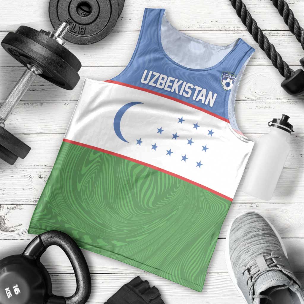 Uzbekistan Football Custom Men Tank Top Come On White Wolves Flag Style - Wonder Print Shop