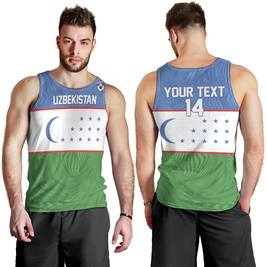 Uzbekistan Football Custom Men Tank Top Come On White Wolves Flag Style - Wonder Print Shop