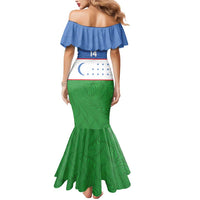 Uzbekistan Football Custom Mermaid Dress Come On White Wolves Flag Style - Wonder Print Shop
