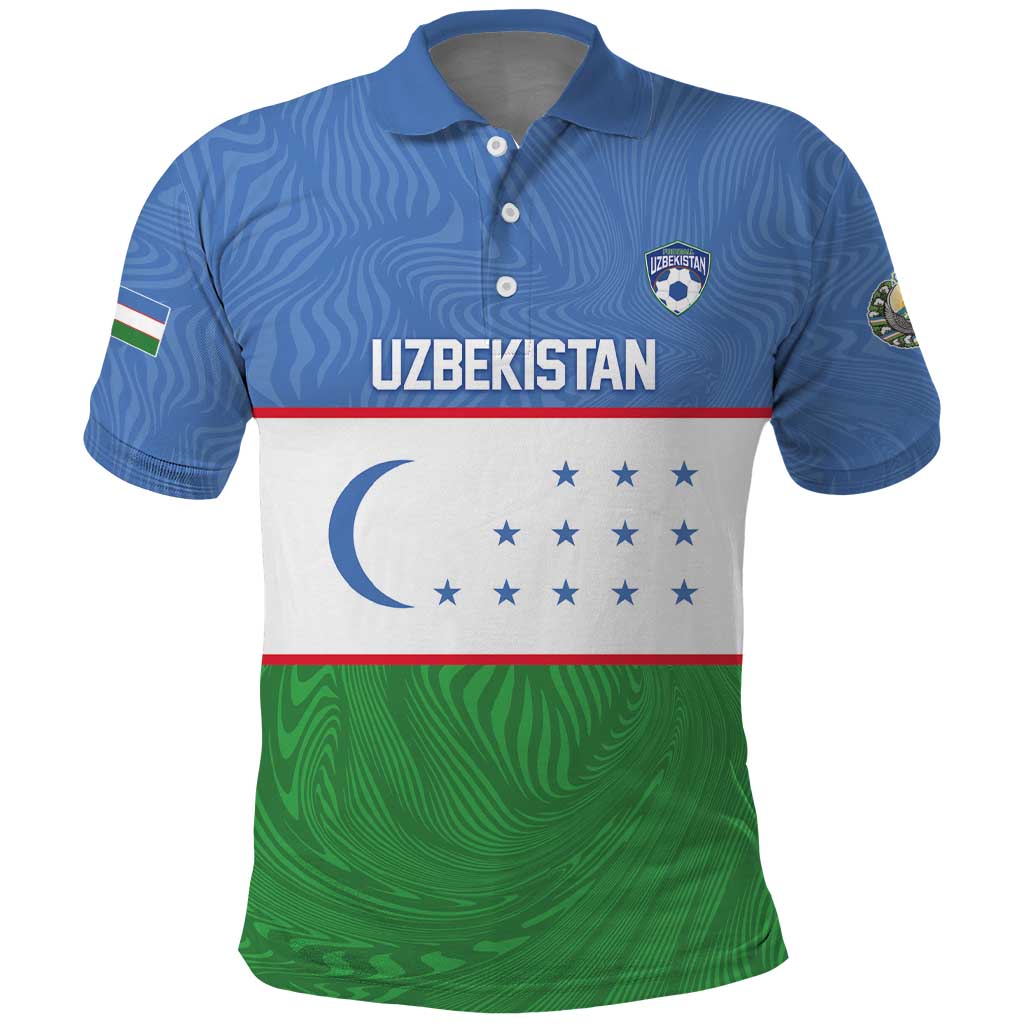 Uzbekistan Football Custom Polo Shirt Come On White Wolves Flag Style - Wonder Print Shop
