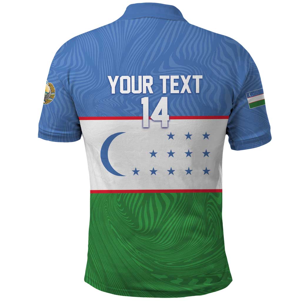 Uzbekistan Football Custom Polo Shirt Come On White Wolves Flag Style - Wonder Print Shop