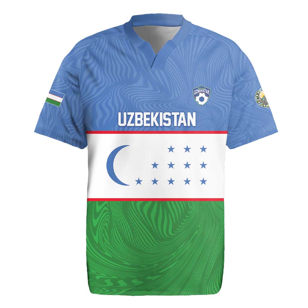 Uzbekistan Football Custom Rugby Jersey Come On White Wolves Flag Style - Wonder Print Shop